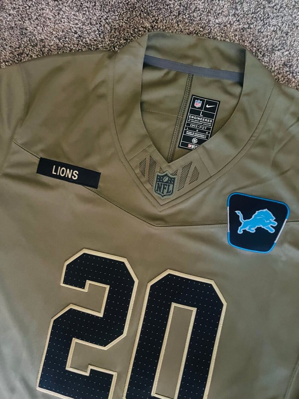 Barry Sanders #20 Detriot Lions Salute to Service Nike Large Jersey (NWT)